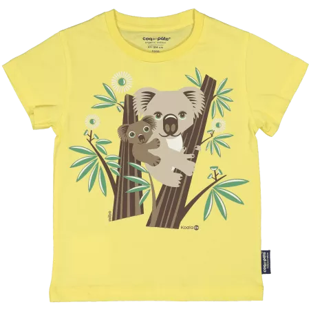 T-shirt col rond coton bio jaune koala