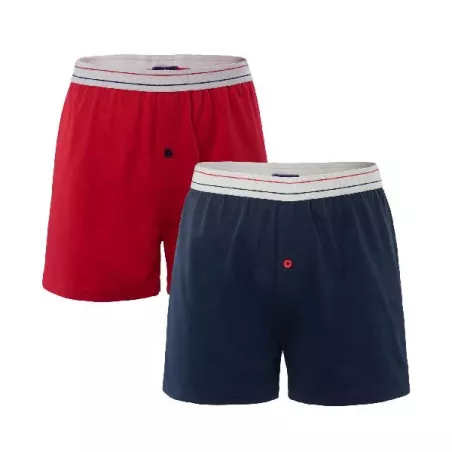 Lot de 2 boxers rouge et bleu marine homme coton bio