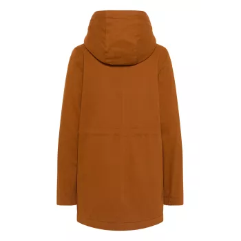 Veste femme caramel zippée, serrage à la ceinture