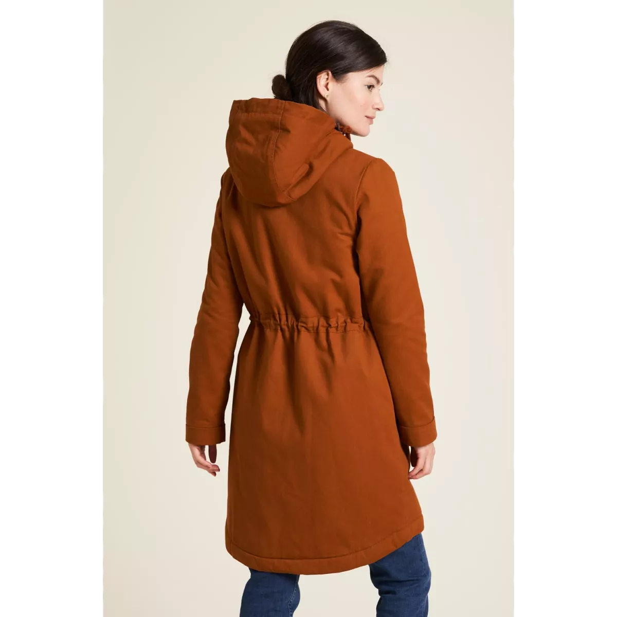 Manteau chaud en sergé et polaire sherpa caramel