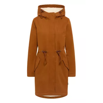 Manteau chaud en sergé et polaire sherpa caramel