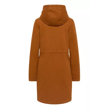 Manteau éco-responsable en sergé et polaire sherpa caramel