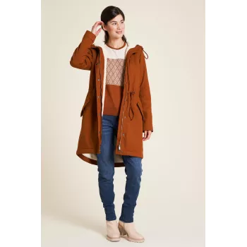 Veste éco-responsable en sergé et polaire sherpa caramel