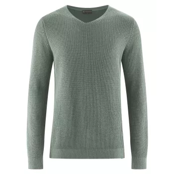 Pull Col V Confortable couleur thym