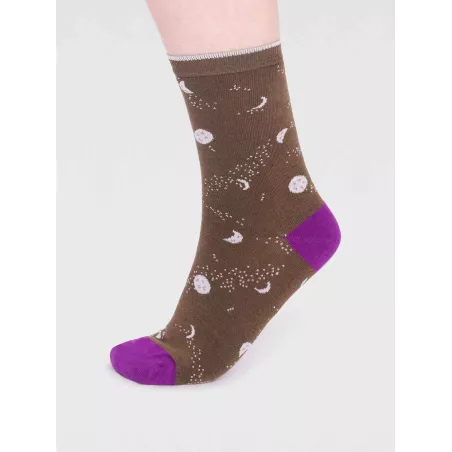 Chaussettes motifs lunes et étoiles en viscose de bambou