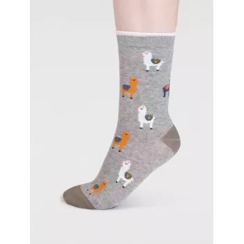 Chaussettes en coton biologique ornées de lamas et de motifs floraux