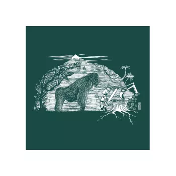 Tee-shirt vert imprimé Gare aux gorilles