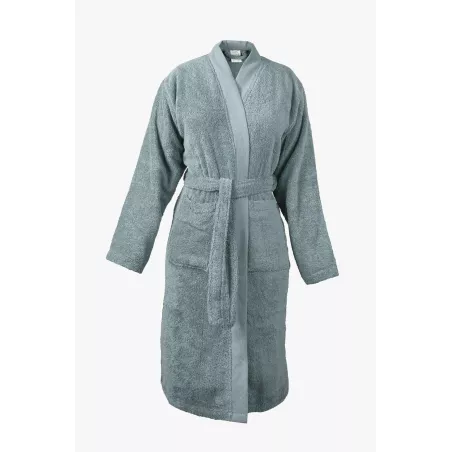 Peignoir modèle kimono bleu nébuleux en coton bio