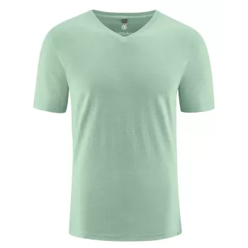 T-shirt chanvre manches courtes col V menthe