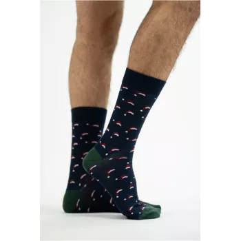 Chaussettes bleu marine motif noël en coton bio