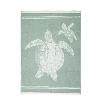 Torchon de cuisine en coton - motif tortue - vert