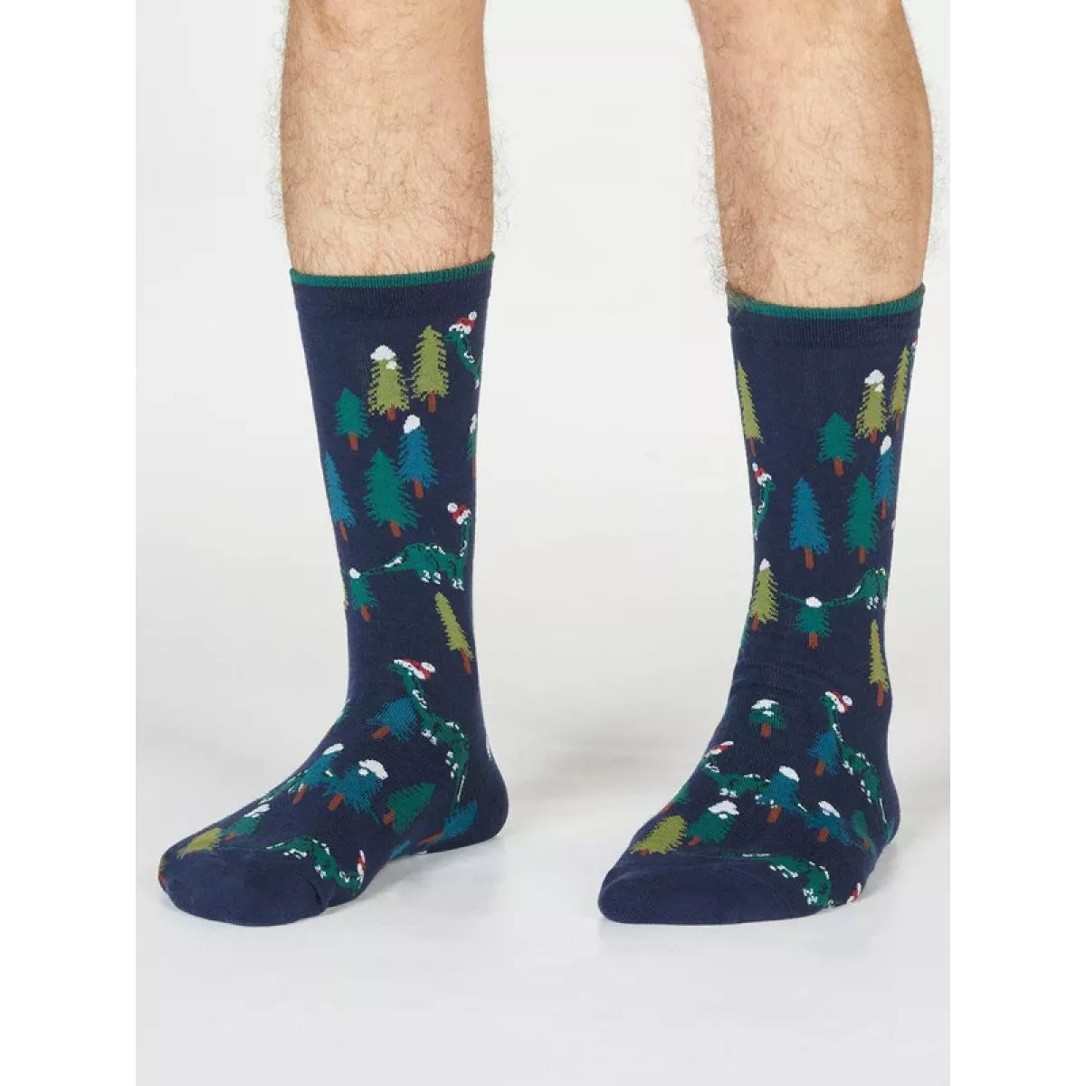 Chaussettes fantaisie en coton avec imprimé dinosaure - bleu marine