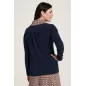 Chemisier élégant pour femme en coton avec col ornée de motifs - bleu