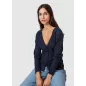 Gilet en coton tricoté pour femme avec décolleté - bleu profond