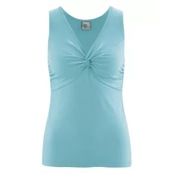 Top bio décolleté coton bio chanvre turquoise