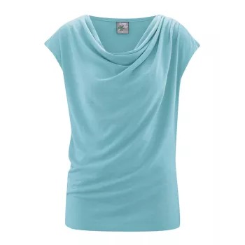 Top drapé chanvre coton bio Sissy turquoise