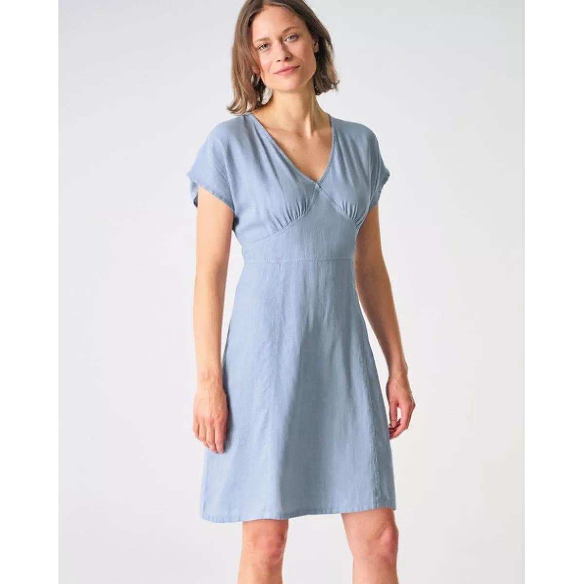 Robe élégante pour femme en chanvre et coton biologique - royal / smoke / hibiscus / blanc