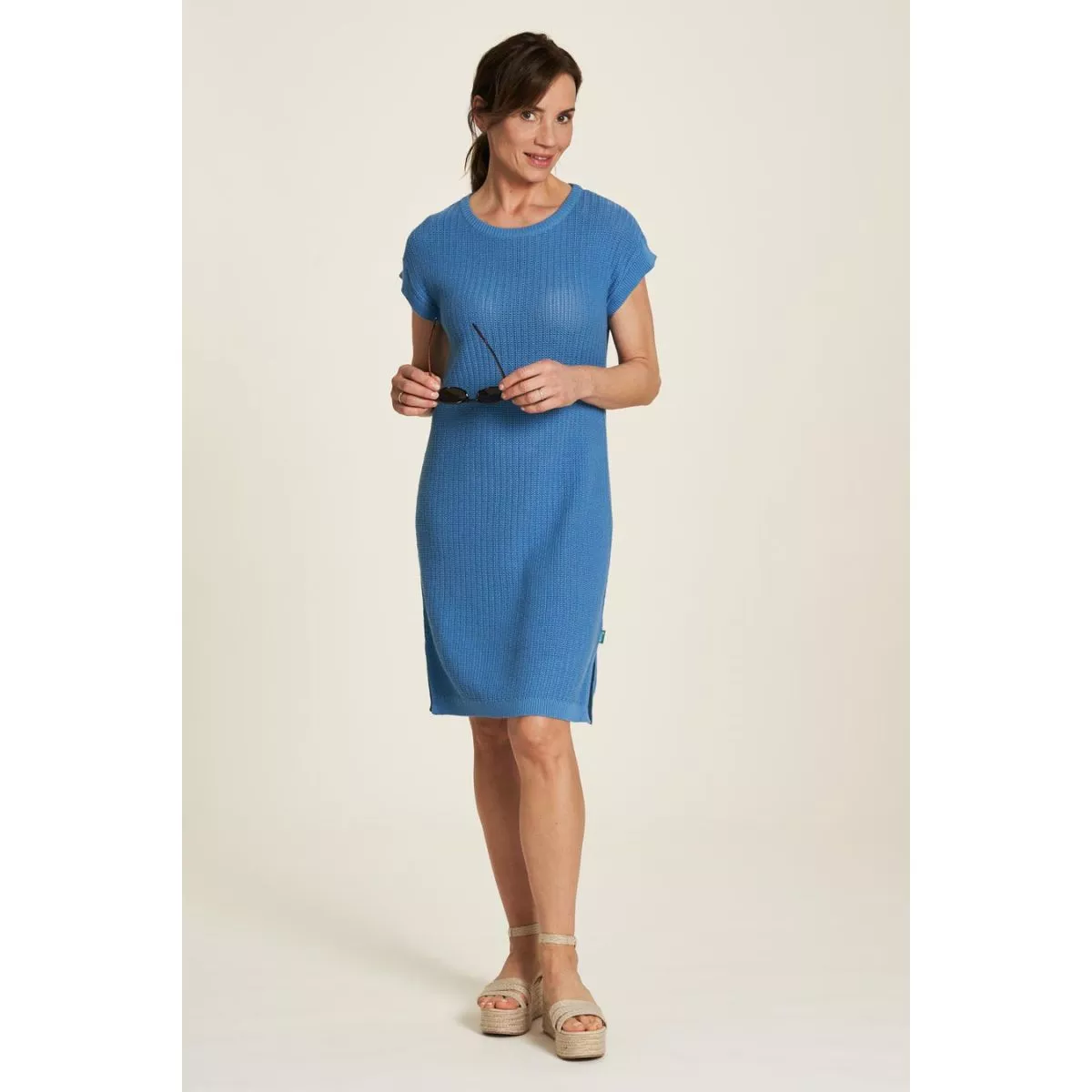 Robe en tricot en coton bio blau