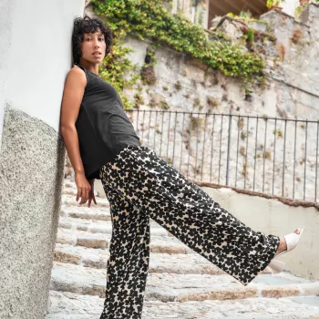 Pantalon en viscose douce noir et blanc