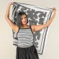 Foulard en coton bio, noir et blanc, RAYEN