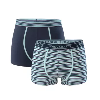 Deux boxers, bleu marine et palette multicolore en coton durable