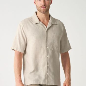 Chemise à manches courtes pour homme en chanvre et coton