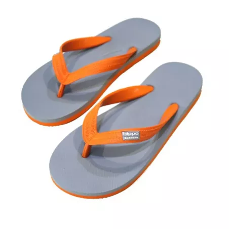 Tongs écologiques gris sangle orange