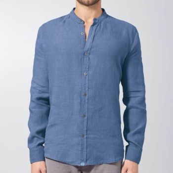 Chemise bio manches longues col mao