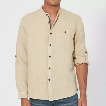 Chemise col mao chanvre homme Noam