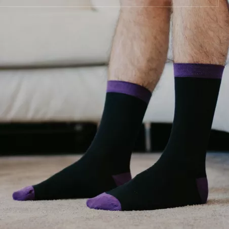 Chaussettes bio violet et noir