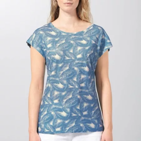 t-shirt chanvre coton bio imprimé feuilles de palmier