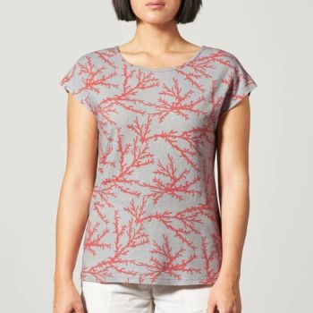 Tee-shirt femme manches courtes imprimé corail
