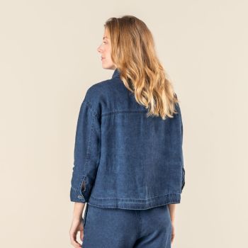 Veste Roxane en lin bleu