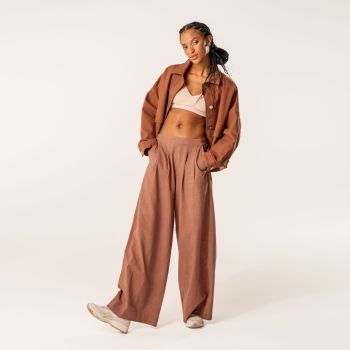 Pantalon marron en coton bio, DUYEN