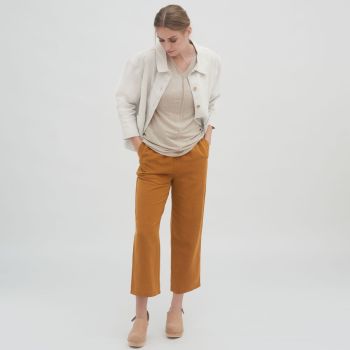 Pantalon marron, en lyocell, ODINE