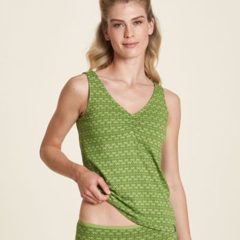 Top en jersey femme en coton bio vert avec confort stretch