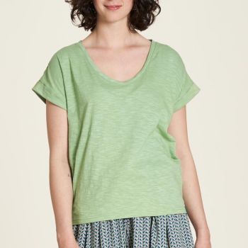 T-shirt ample confortable vert pour femme en coton bio