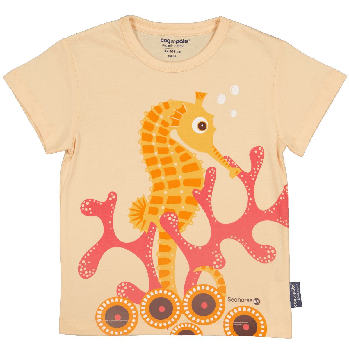 T-Shirt Manches courtes Hippocampe, orange, GOTS