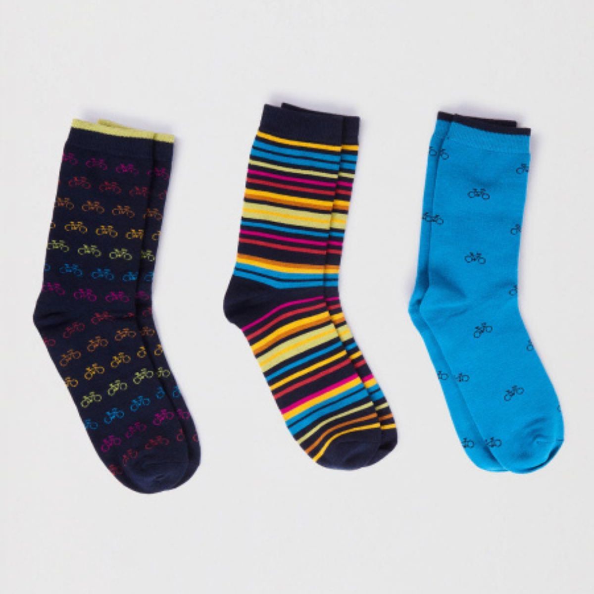 Lot de 3 paires de chaussettes, en bambou, multicolores