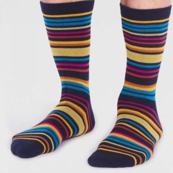 Lot de 3 paires de chaussettes, en bambou, multicolores, rayées