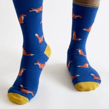 Chaussettes en bambou, "Oriel Fox", bleu marine