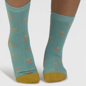 Chaussettes en bambou à motif floral "Mapel", vert pastel