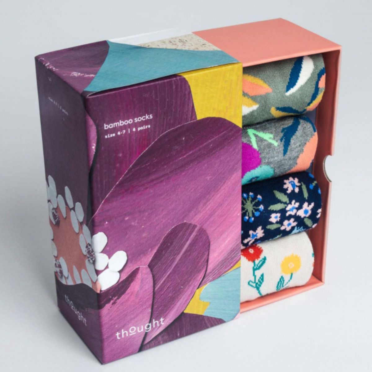 Coffret de 4 paires de chaussettes en bambou à motifs "floraux Flavia"