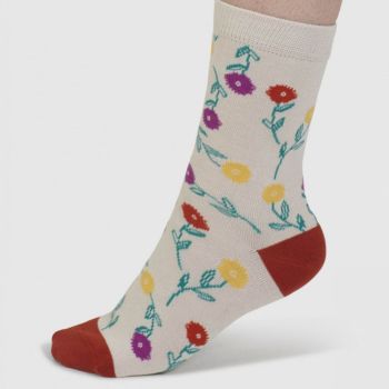 Coffret de 4 paires de chaussettes en bambou à motifs "floraux Flavia", gris