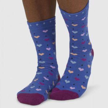 Chaussettes en coton biologique "Tyas Heart", bleu