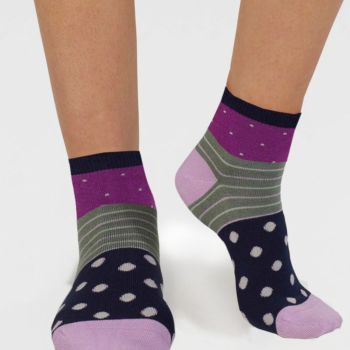 Chaussettes en bambou à pois et "rayures Rondel", violet gris