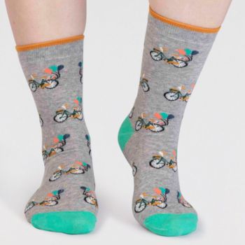 Chaussettes de vélo en coton biologique "Akia", gris clair