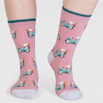 Chaussettes de vélo en coton biologique "Akia", rose clair