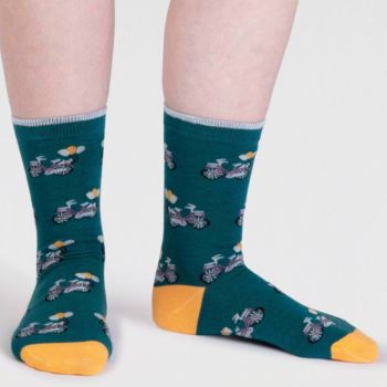 Chaussettes de vélo en coton biologique "Akia", vert