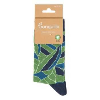 Chaussette femme, motif "Feuilles", en coton bio, GOTS